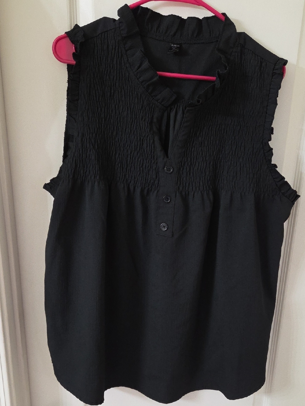 Shein Curve Women's Black Ruffled Sleeveless Blouse